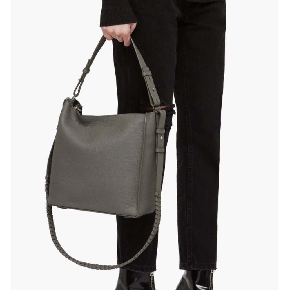 AllSaints Kita Convertible Shoulder Bag Grey Leather